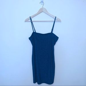Forever 21 Metallic Teal Ribbed Knit Bodycon Dress